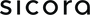 Black 'sicora' logo on a transparent background