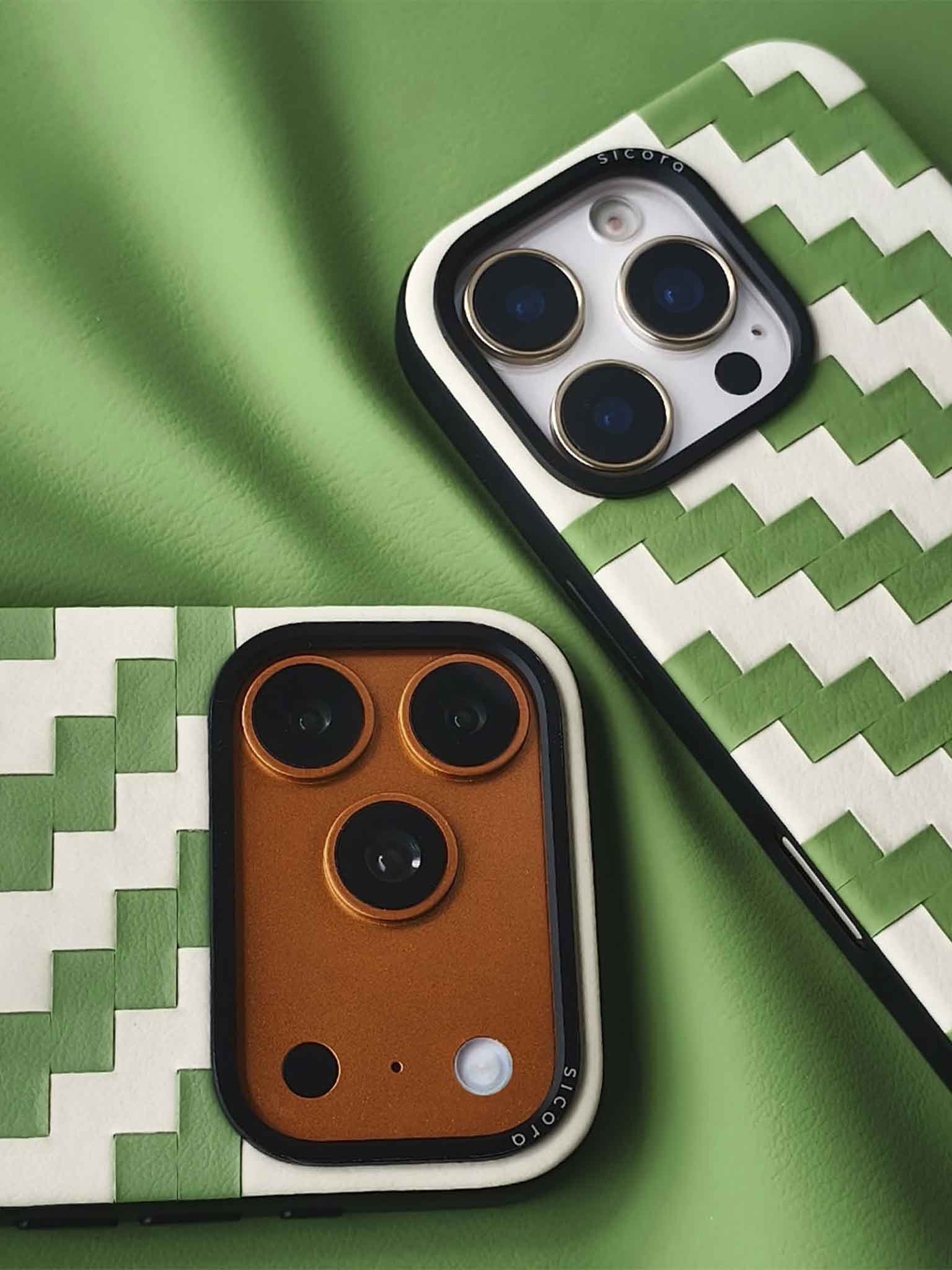 sicora  iPhone cases with green and white zigzag pattern