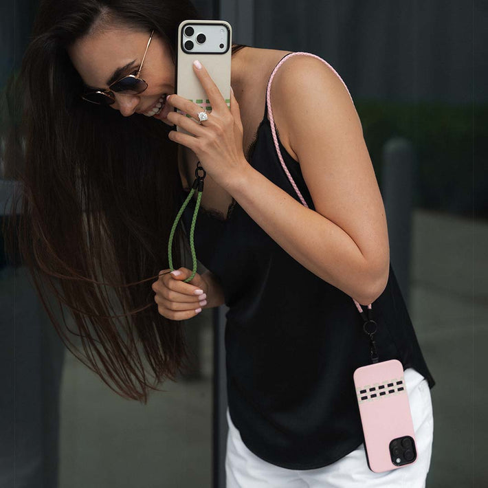 SICORA iPhone cases with vegan leather wristlet loop lanyards