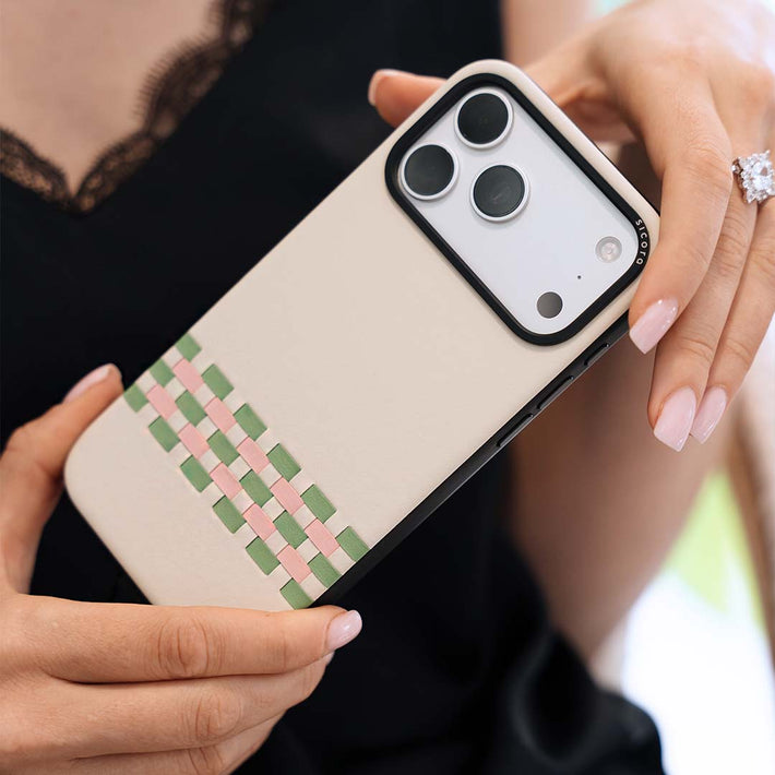 SICORA eco-friendly stitchon vegan leather iPhone case with handcrafted finish