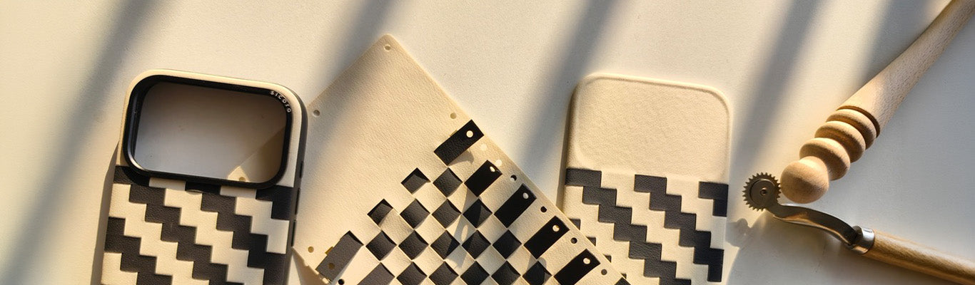 Sicora black cream checkerboard phone case
