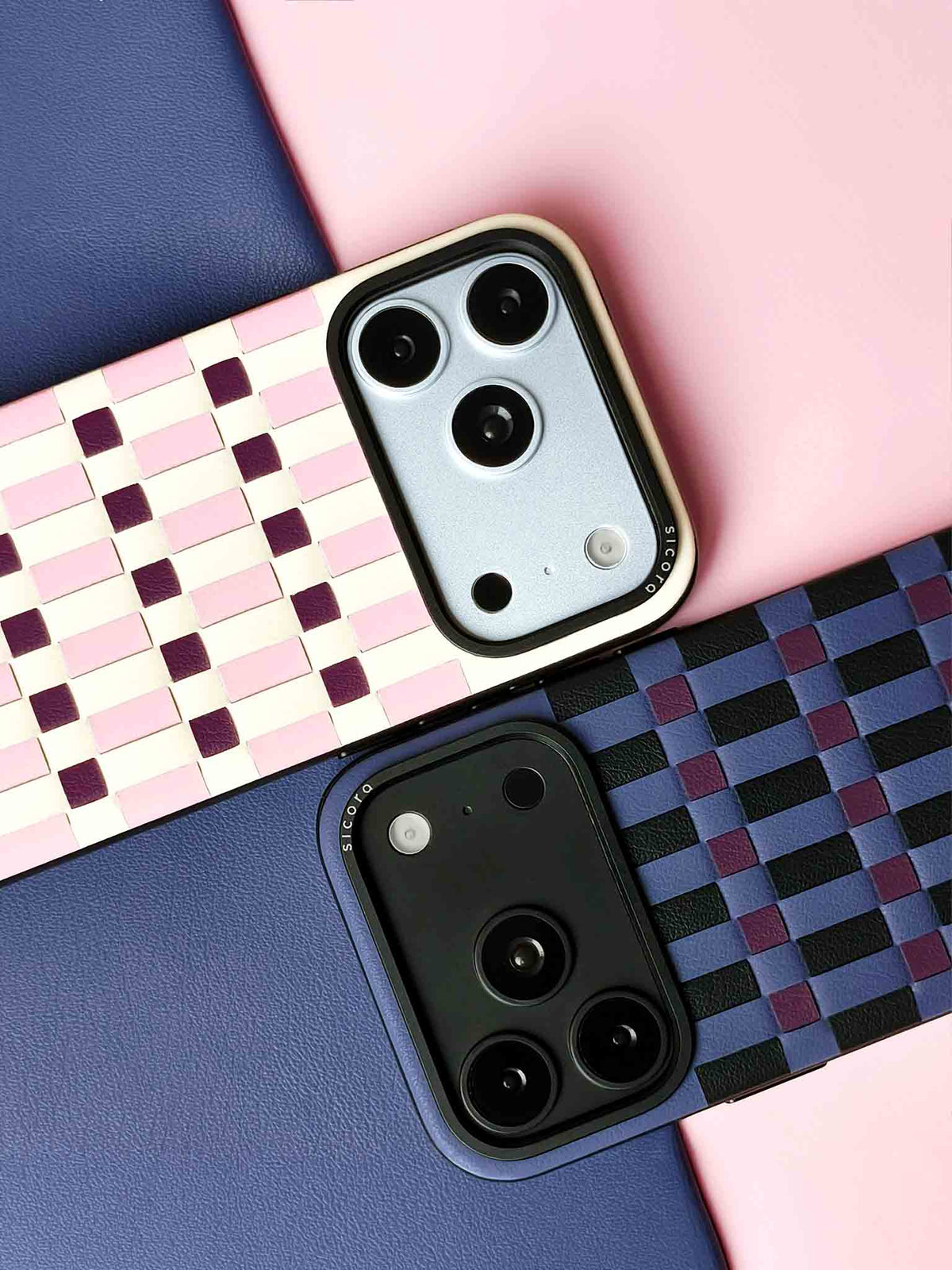 Two sicora iPhone 18 / 17 pro vegan leather cases, pixel case in multiple color ways