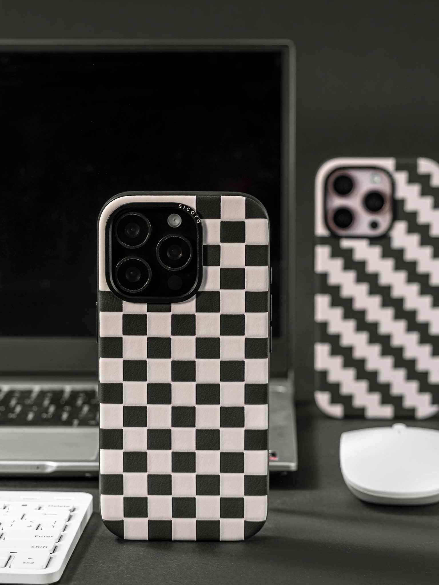 sicora handwoven black and white patterned iPhone cases