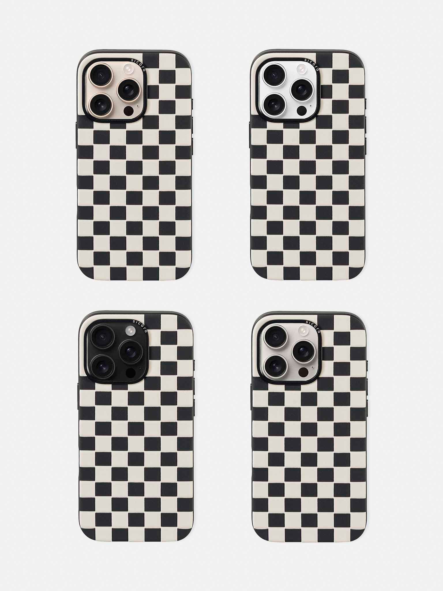 sicora iPhone 16 pro checkerboard case black cream lineup