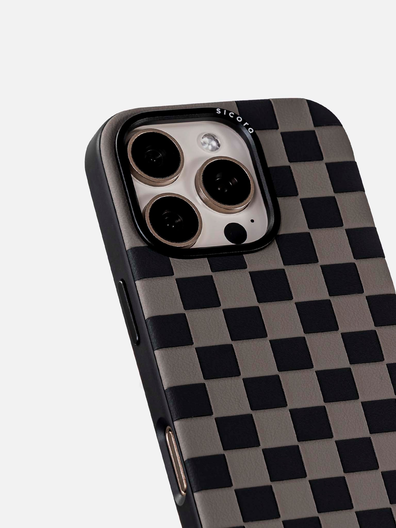 sicora black and gray checkerboard iPhone case