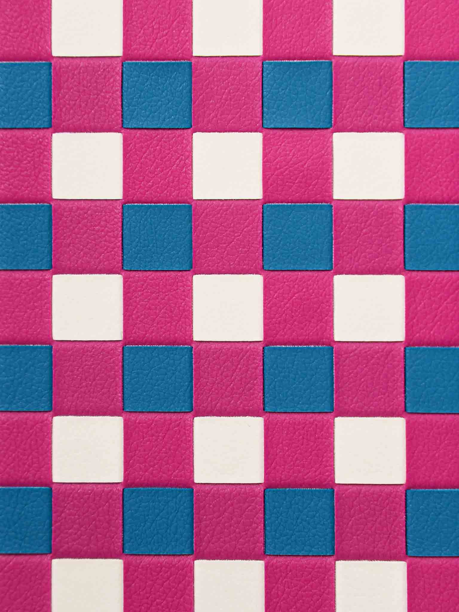 Sicora magenta, sea blue and cream white checkered pattern