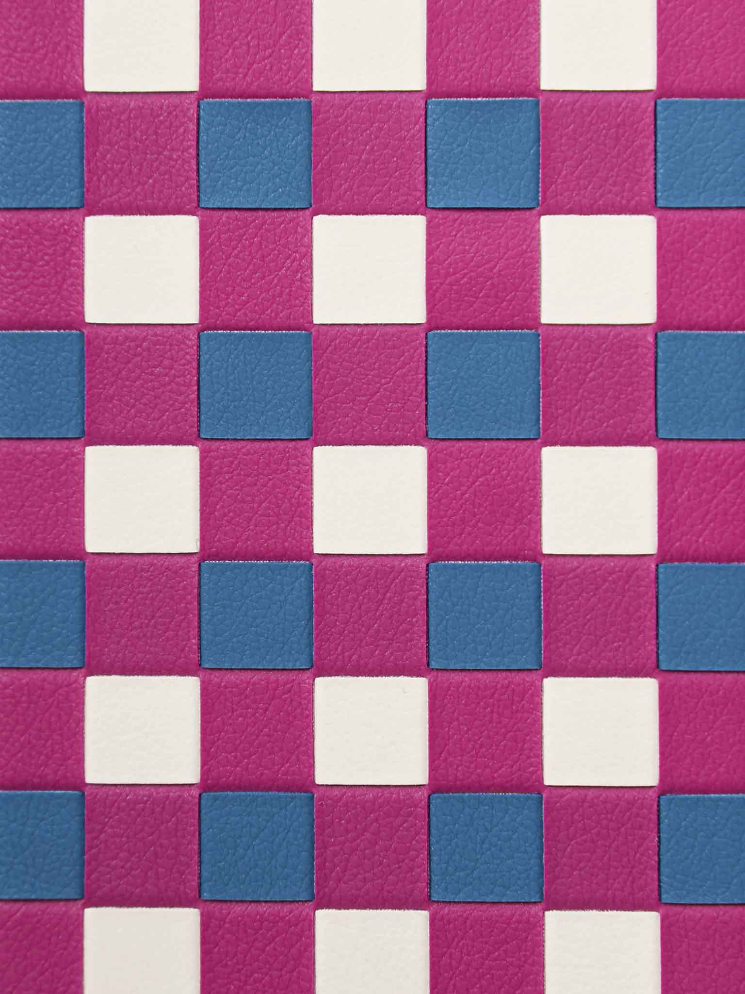 sicora handmade magenta blue white checkered pattern in SILIO vegan leather