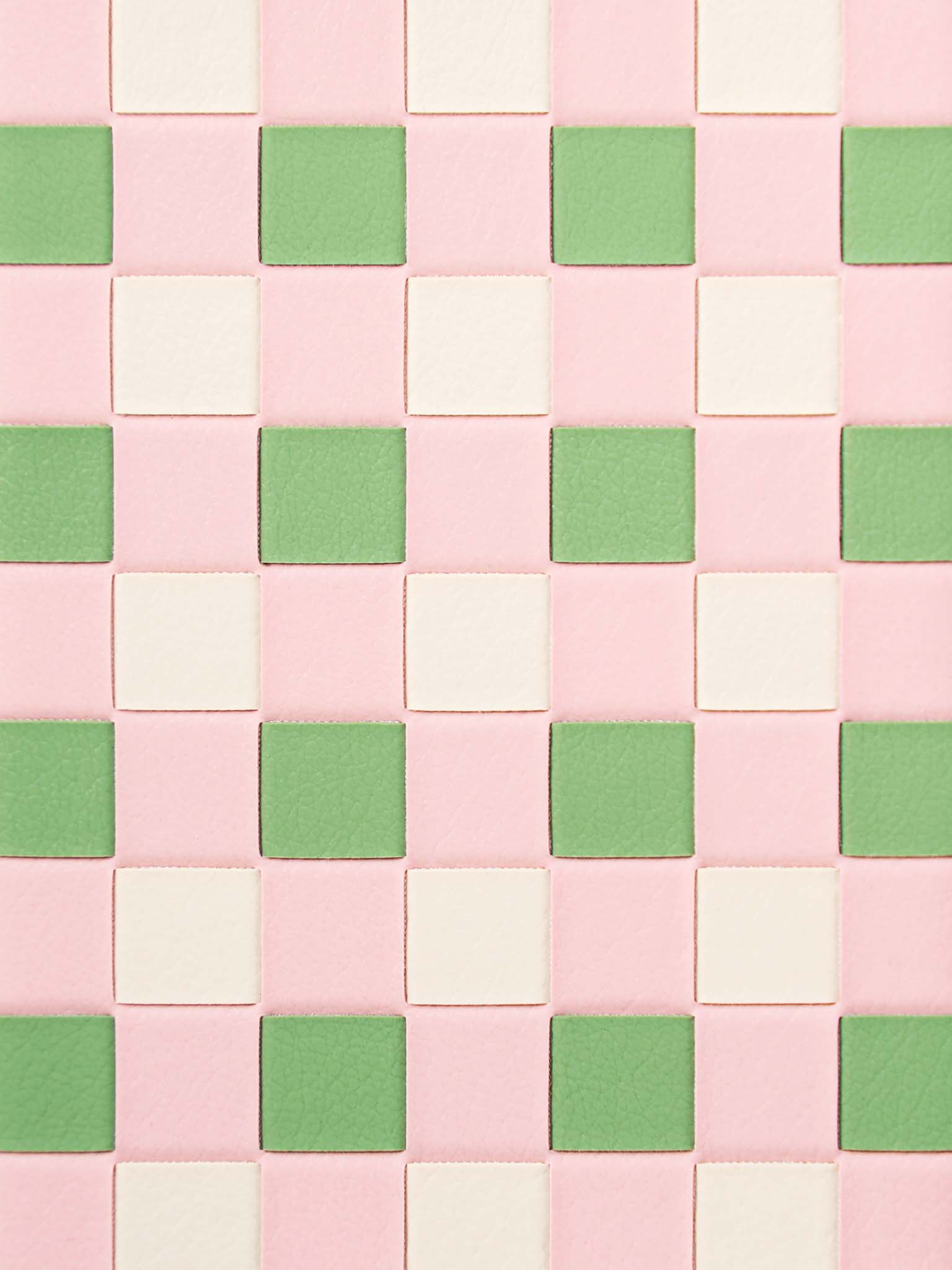 Sicora checkerboard phone case with pink, avocado green and cream white checkered pattern