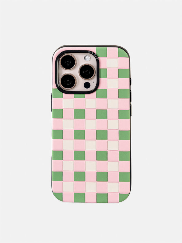 sicora pink green white checkerboard phone case