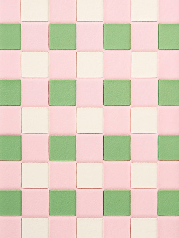 sicora handmade pink green white checkered pattern in SILIO vegan leather
