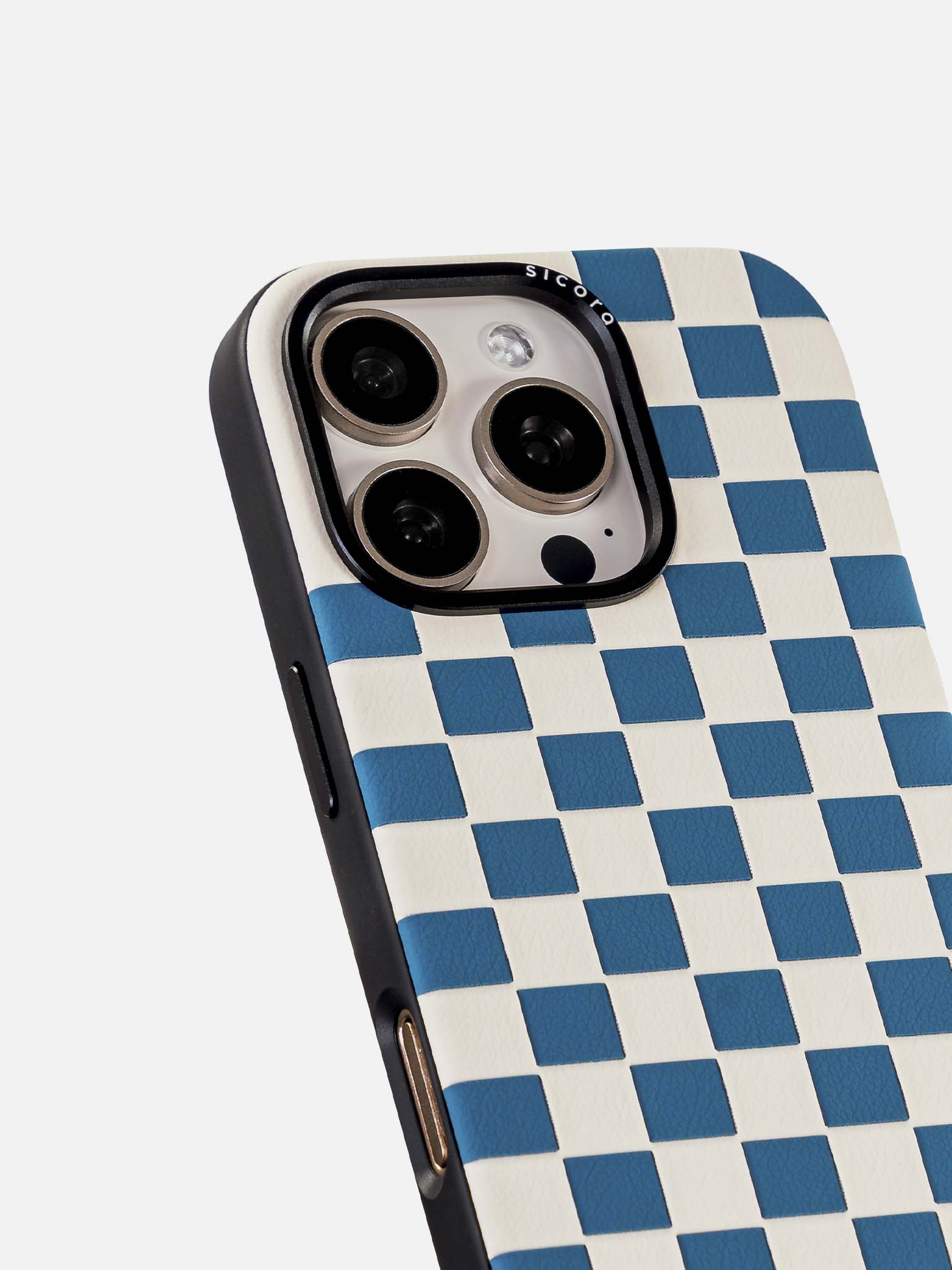 sicora blue white checkerboard phone case
