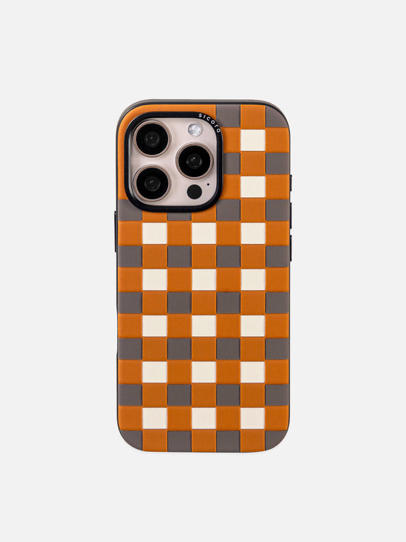 sicora brown gray white checkerboard iPhone case 16 pro