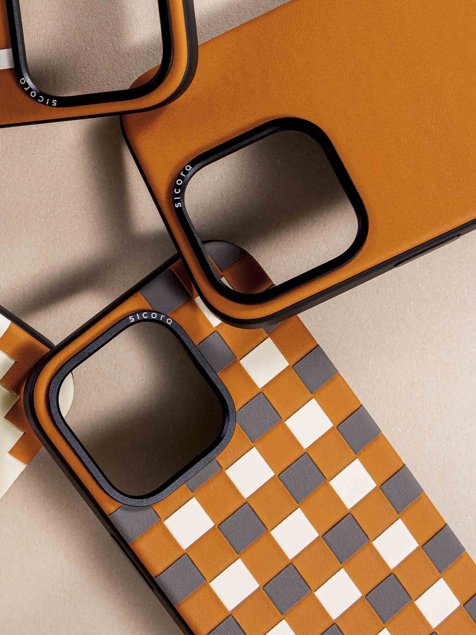 sicora brown vegan leather iphone cases