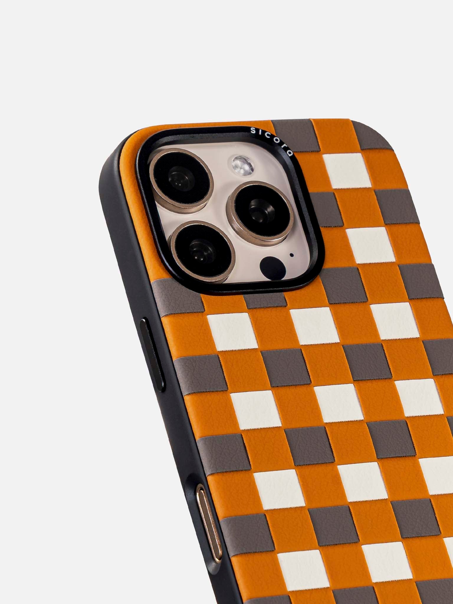 sicora brown gray white checkerboard iphone case