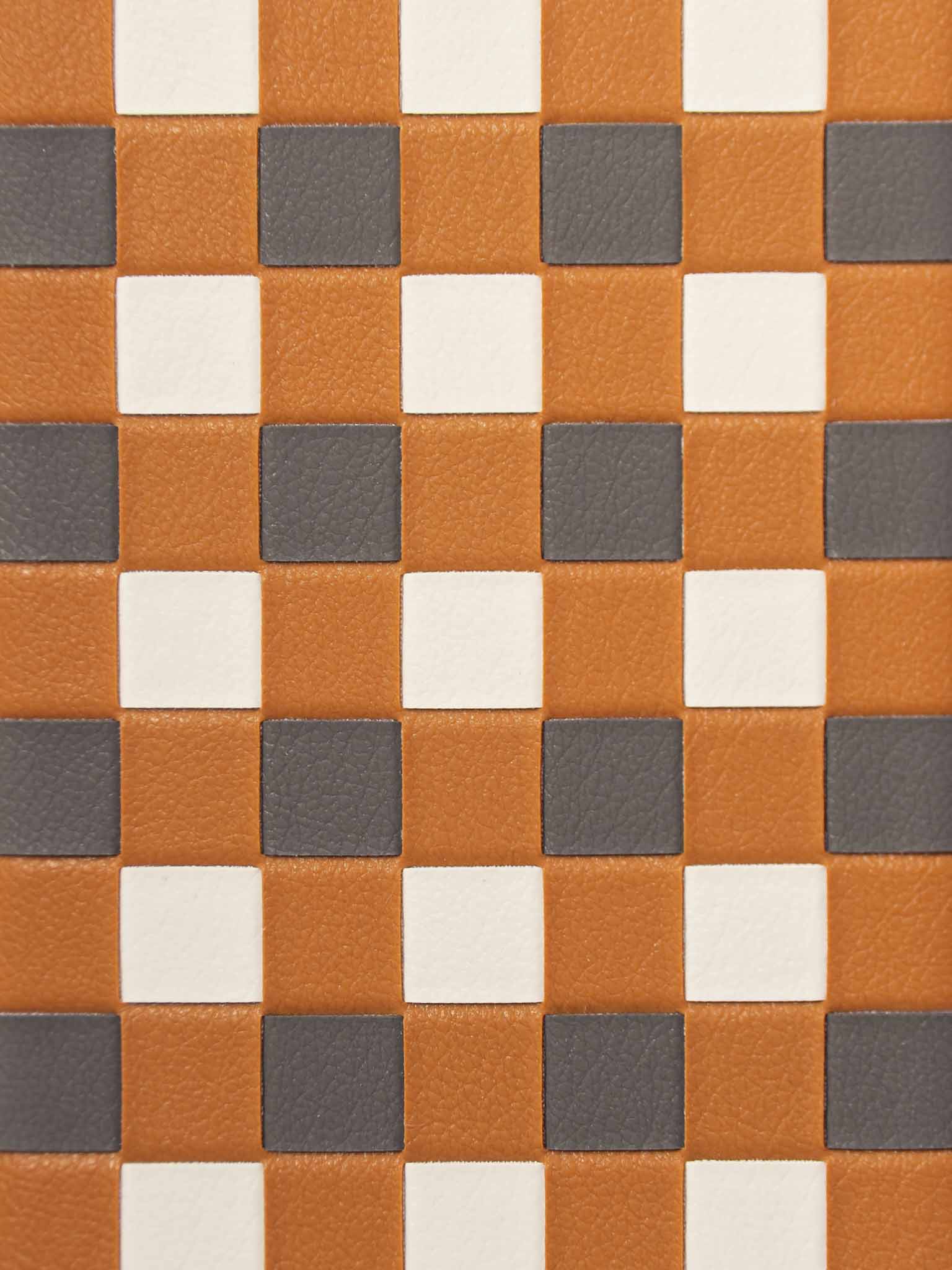 sicora handmade brown gray white checkered pattern in SILIO vegan leather