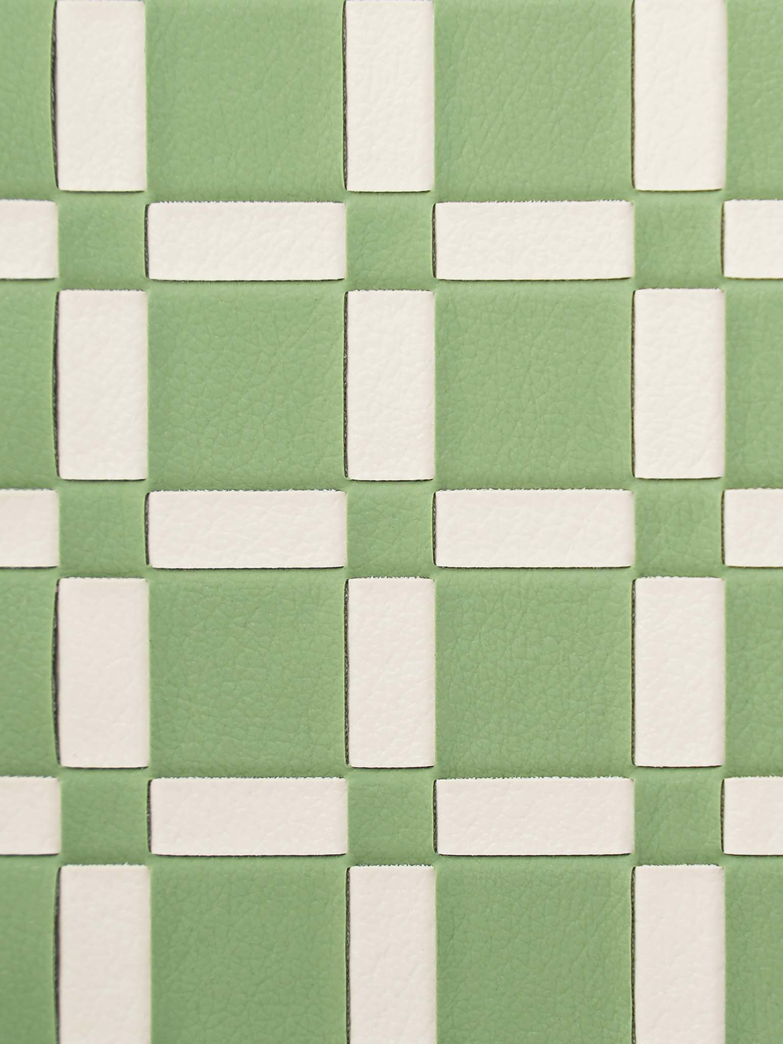 sicora green white handwoven gridplay pattern in SILIO vegan leather
