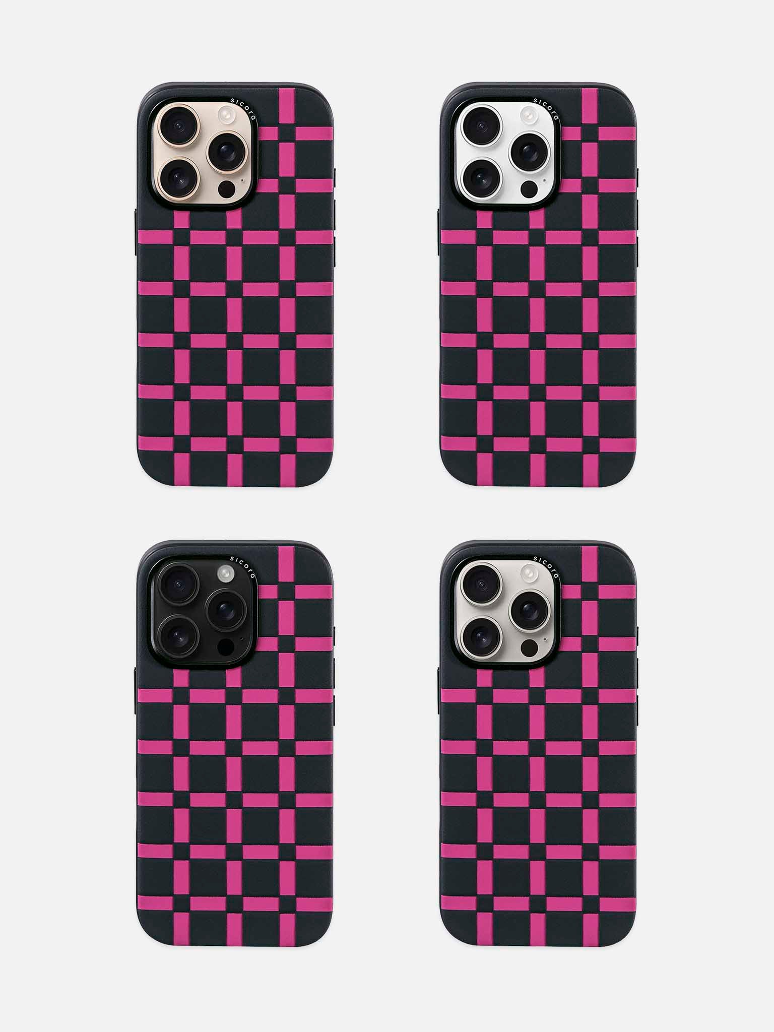 sicora iPhone 16 pro gridplay case black magenta lineup