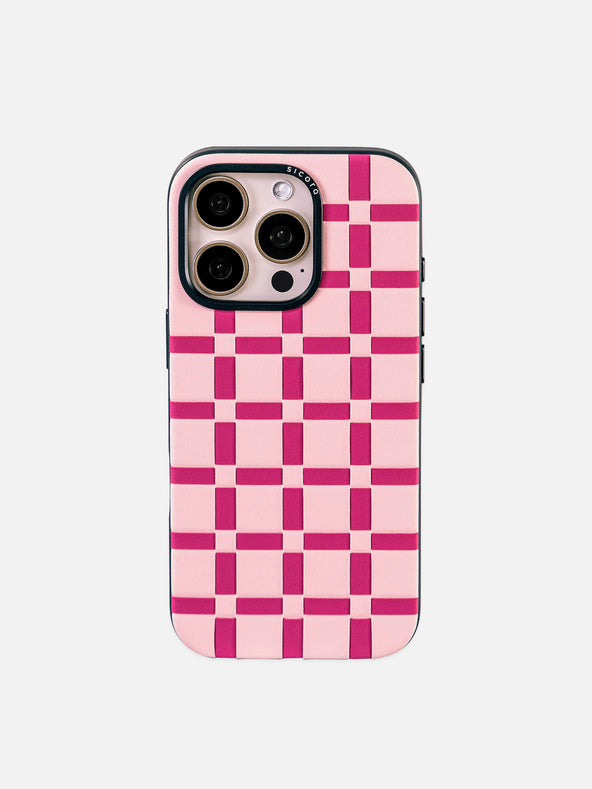 sicora pink and magenta handwoven gridplay iPhone case 16 pro