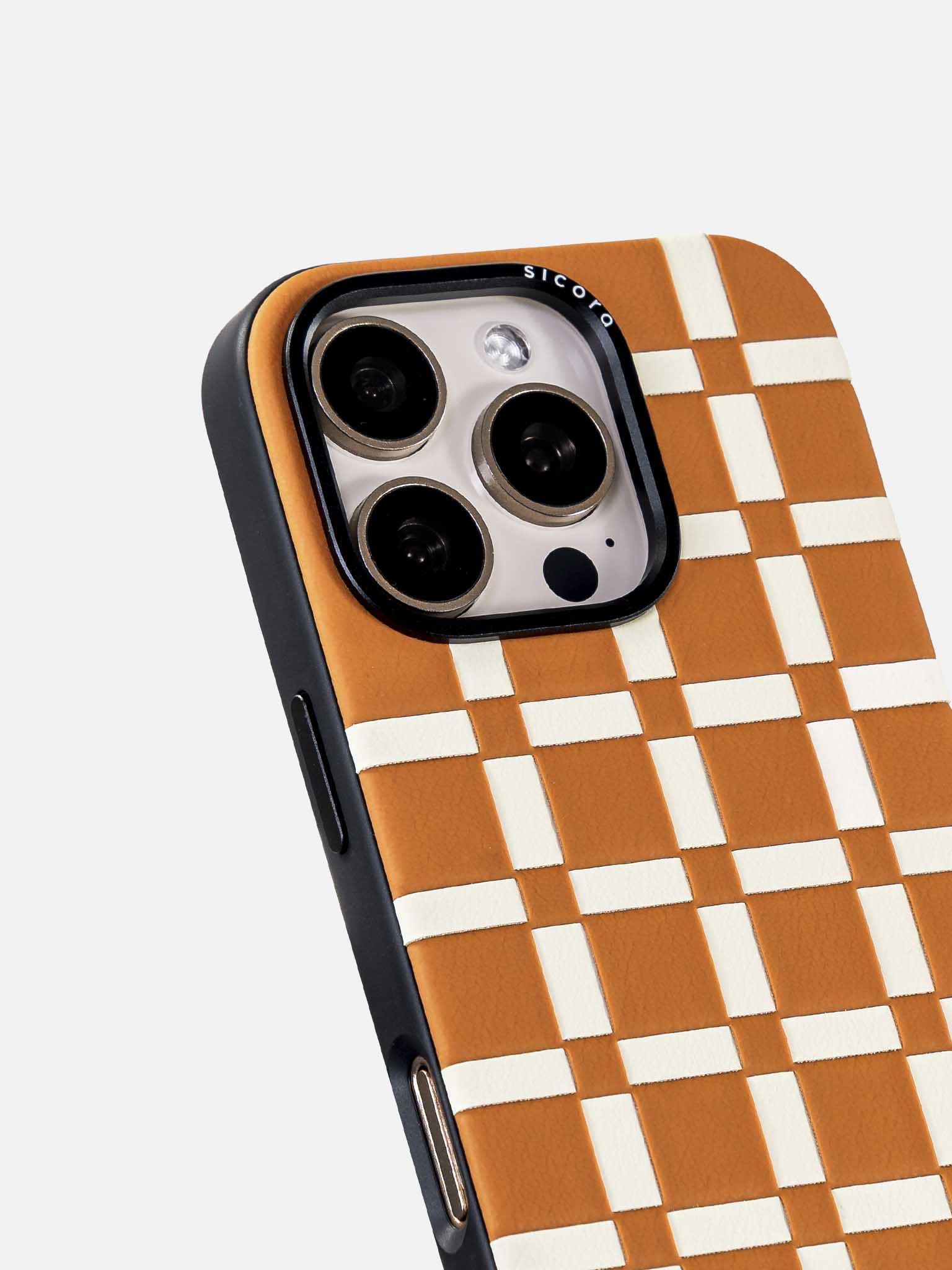sicora brown and white gridplay iphone case