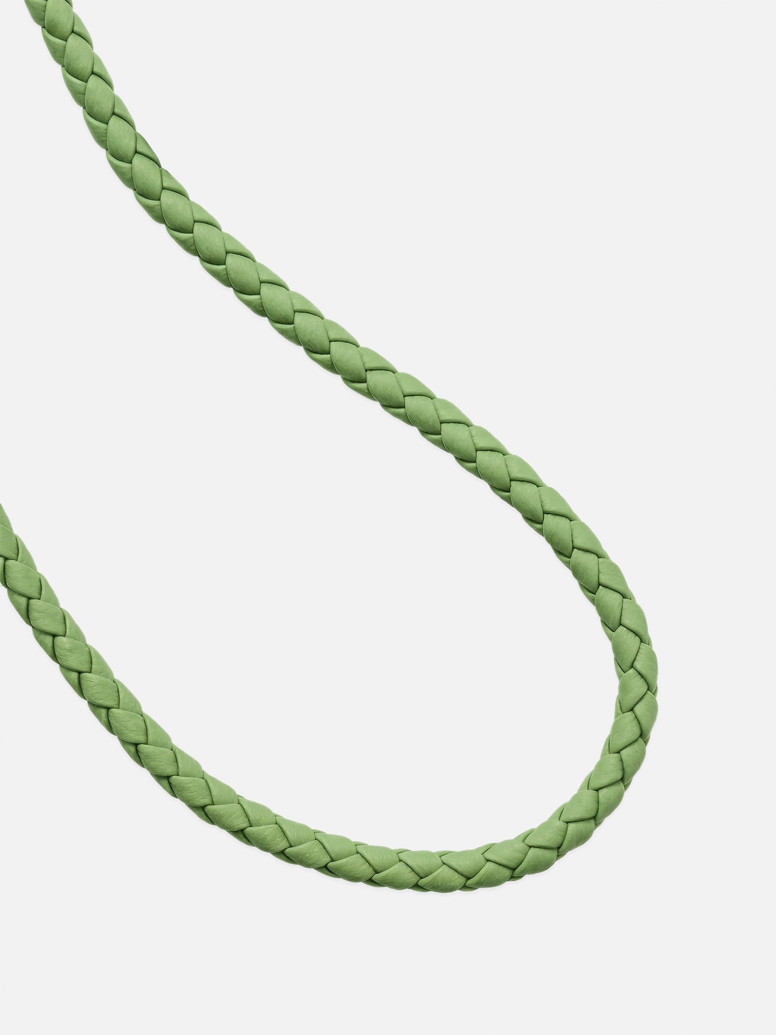 sicora loop braided leather lanyard in avocado green