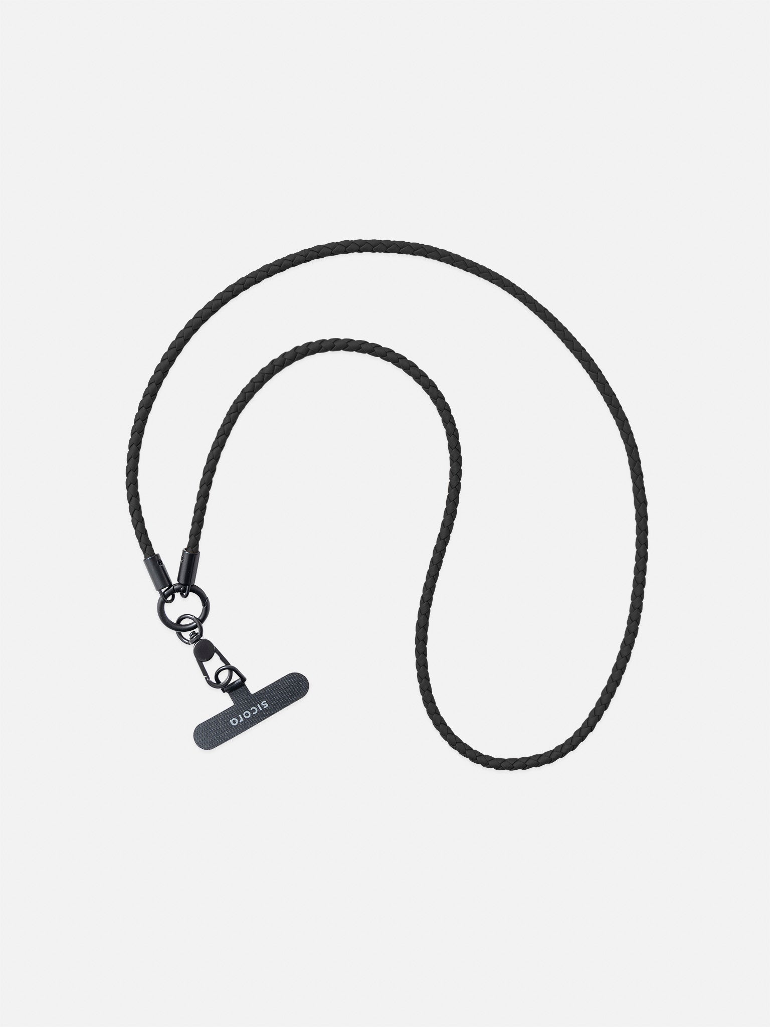 sicora loop braided leather lanyard in black