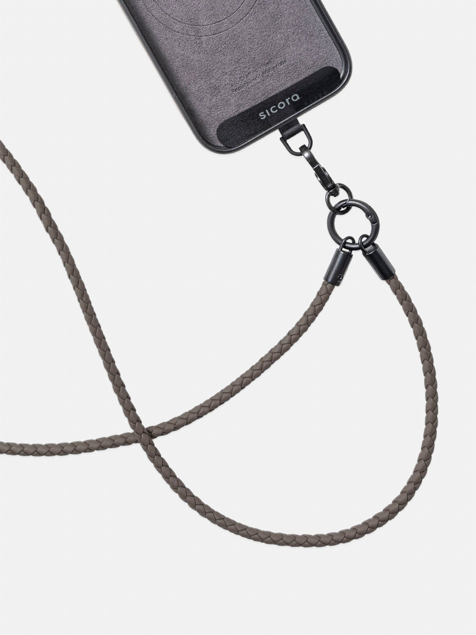 sicora loop braided leather lanyard in granite gray