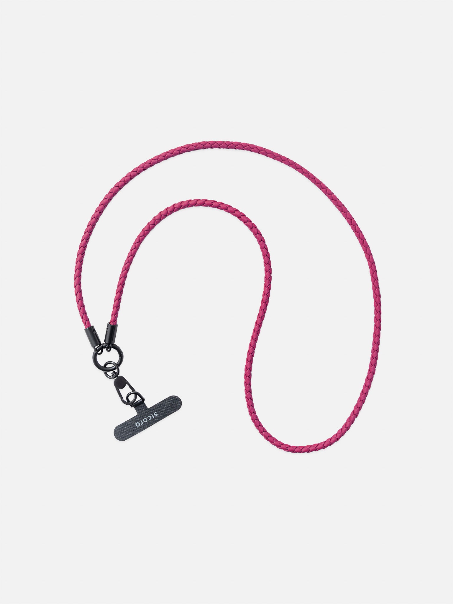 sicora loop braided leather lanyard in magenta