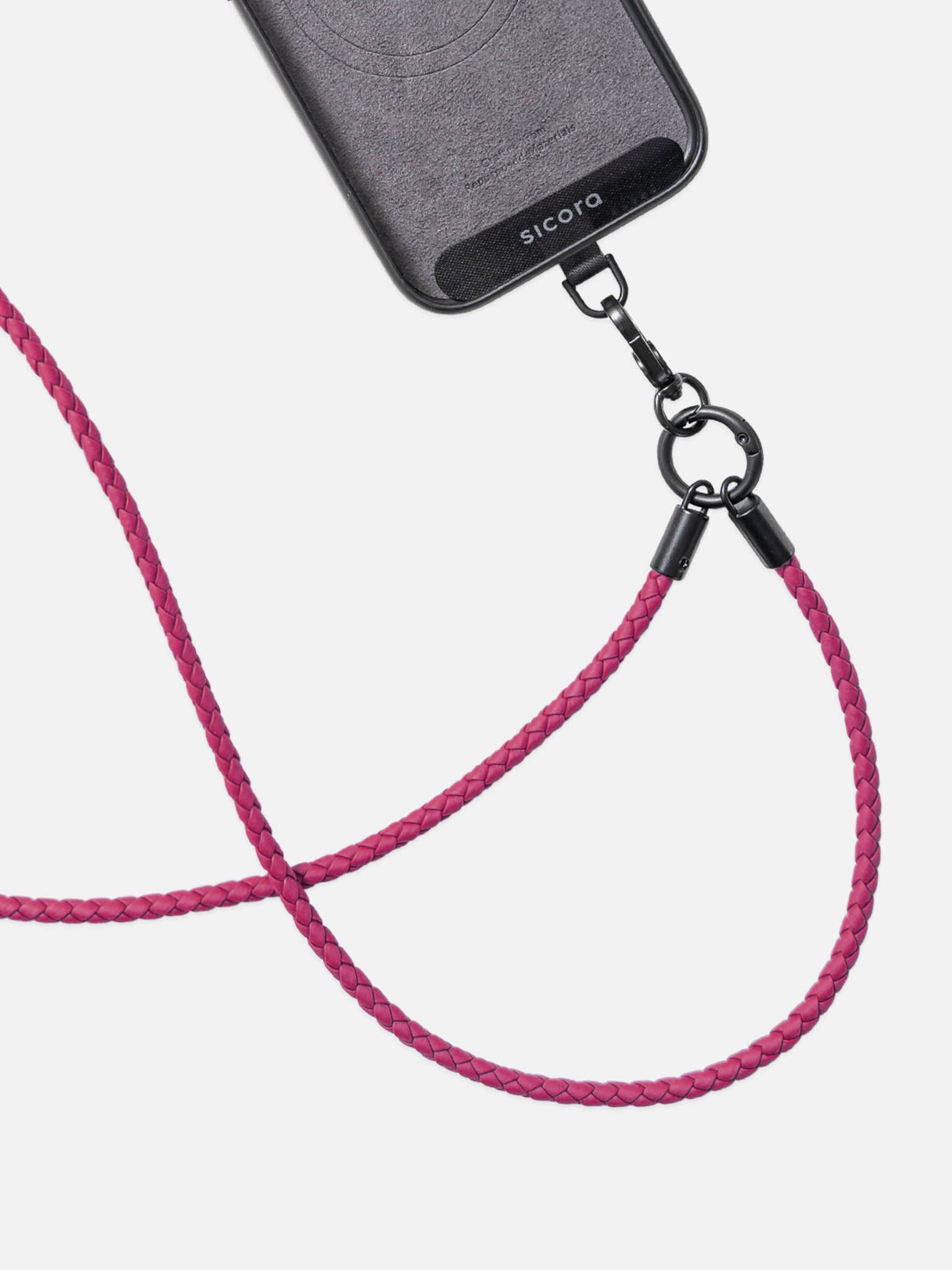 sicora loop braided leather lanyard in magenta