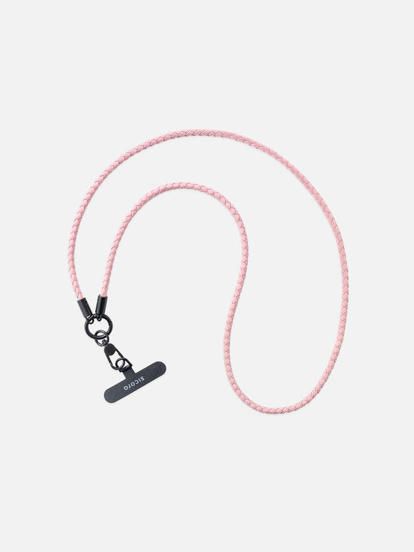 sicora loop braided leather lanyard in pink