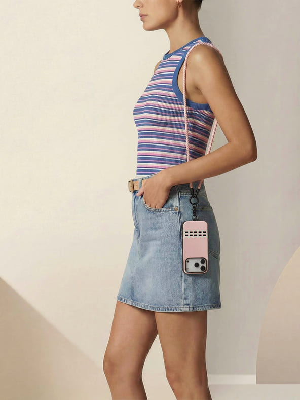 sicora loop braided leather lanyard in pink