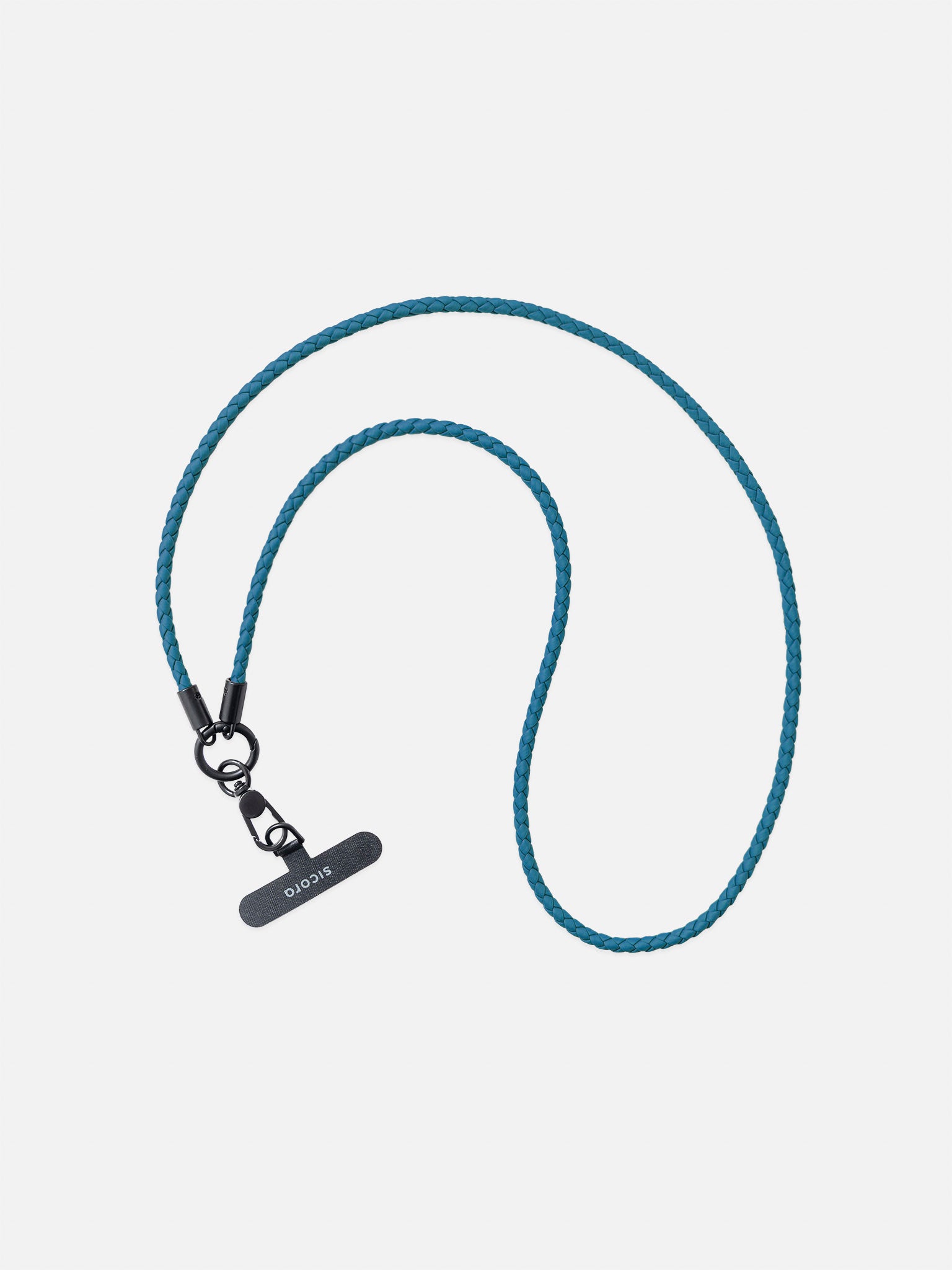 sicora loop braided leather lanyard in sea blue