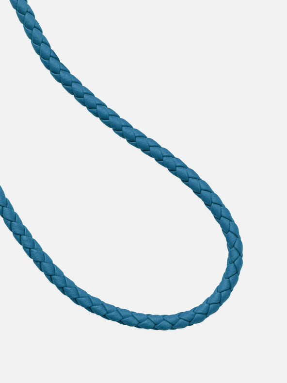 sicora loop braided leather lanyard in sea blue