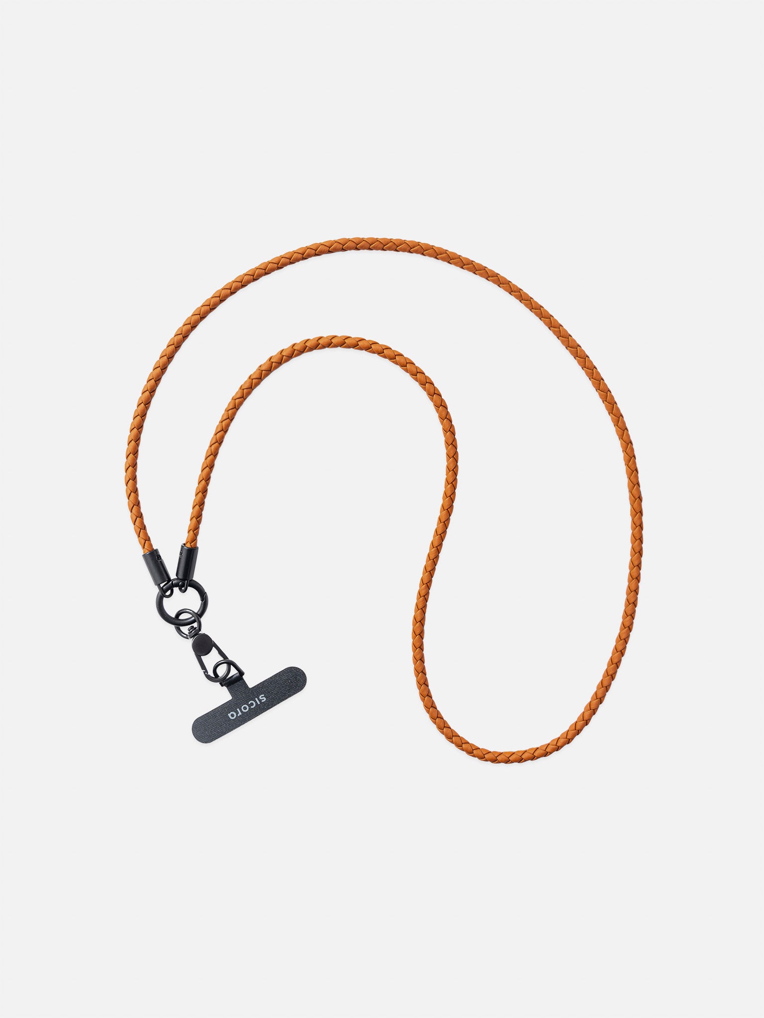 sicora loop braided leather lanyard in toffee brown