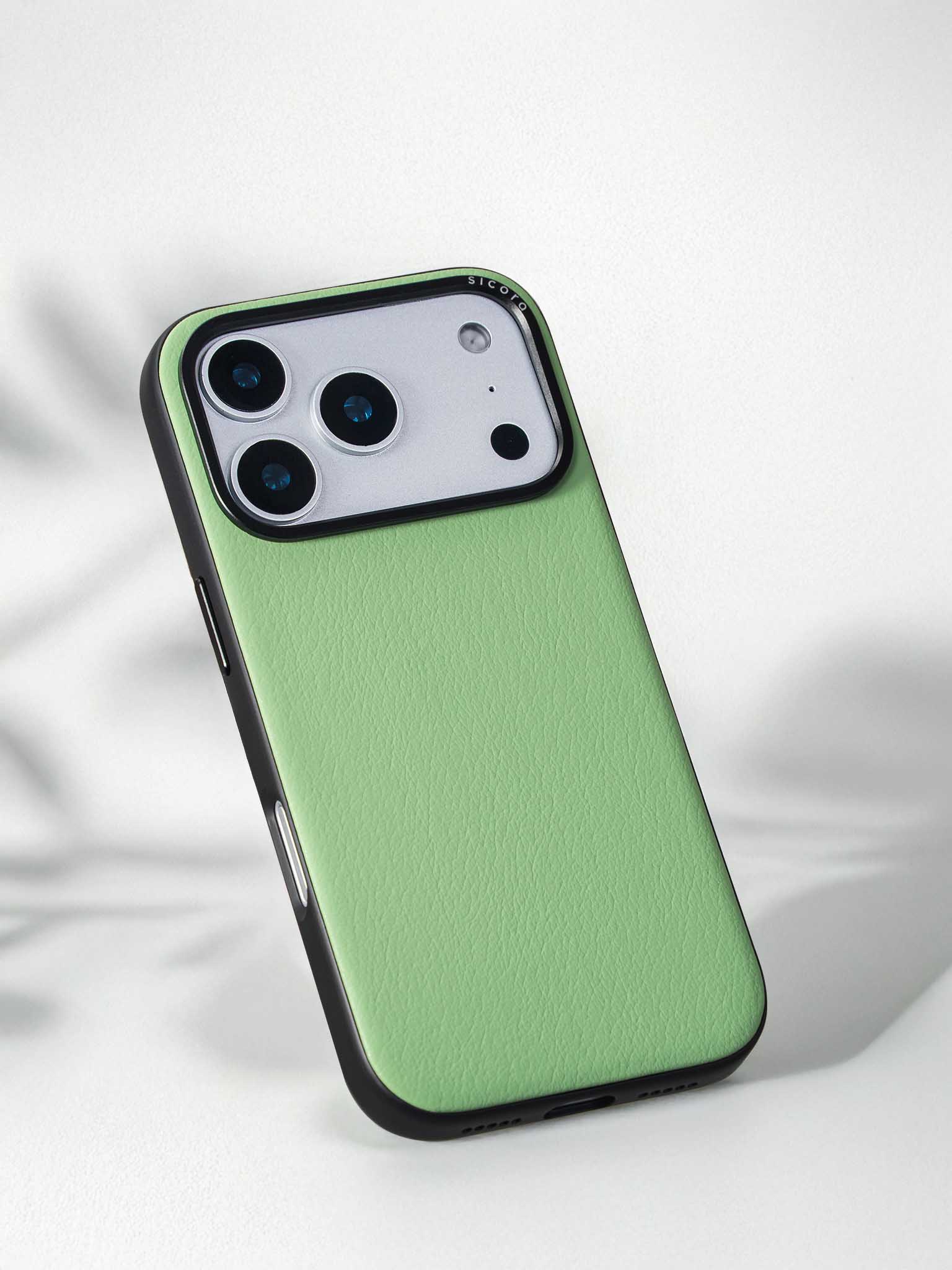 Avocado green sicora moodblock phone case with silio silicone vegan leather