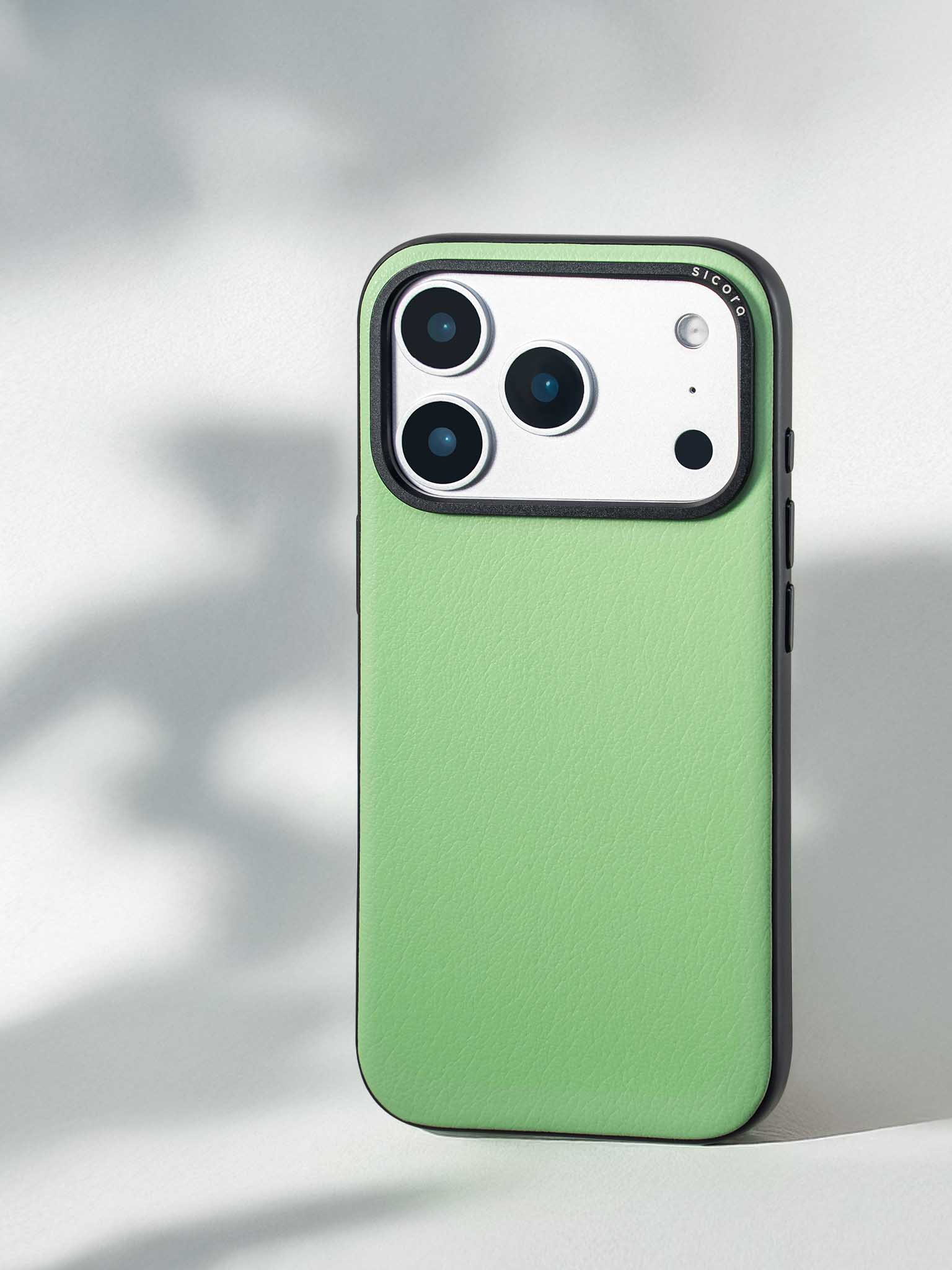 Avocado green sicora moodblock phone case with silio silicone vegan leather