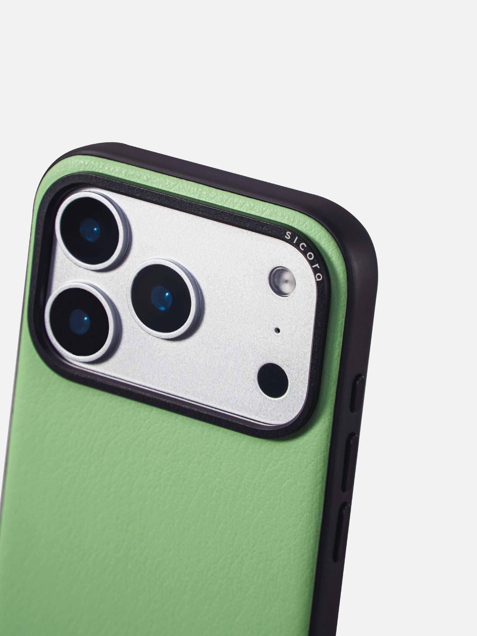 Avocado green sicora moodblock phone case with silio silicone vegan leather