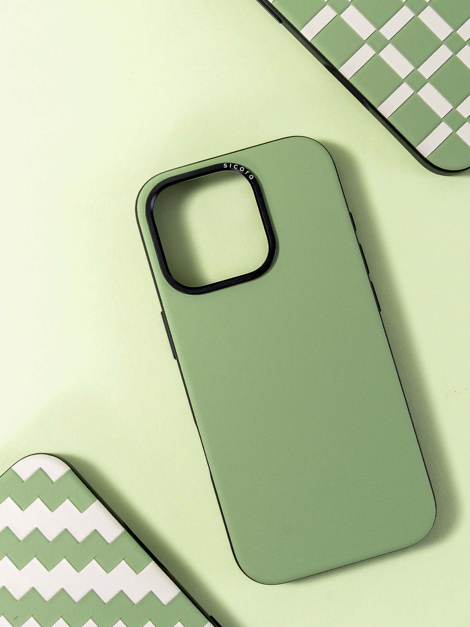 Sicora handmade vegan leather iPhone cases in green
