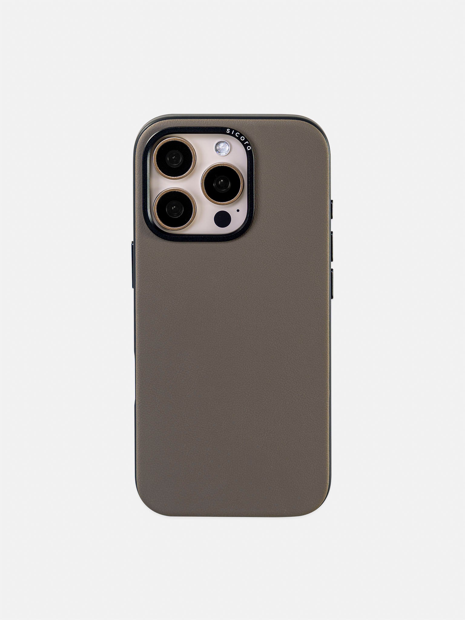 A gray sicora handmade vegan leather iPhone case 16 pro