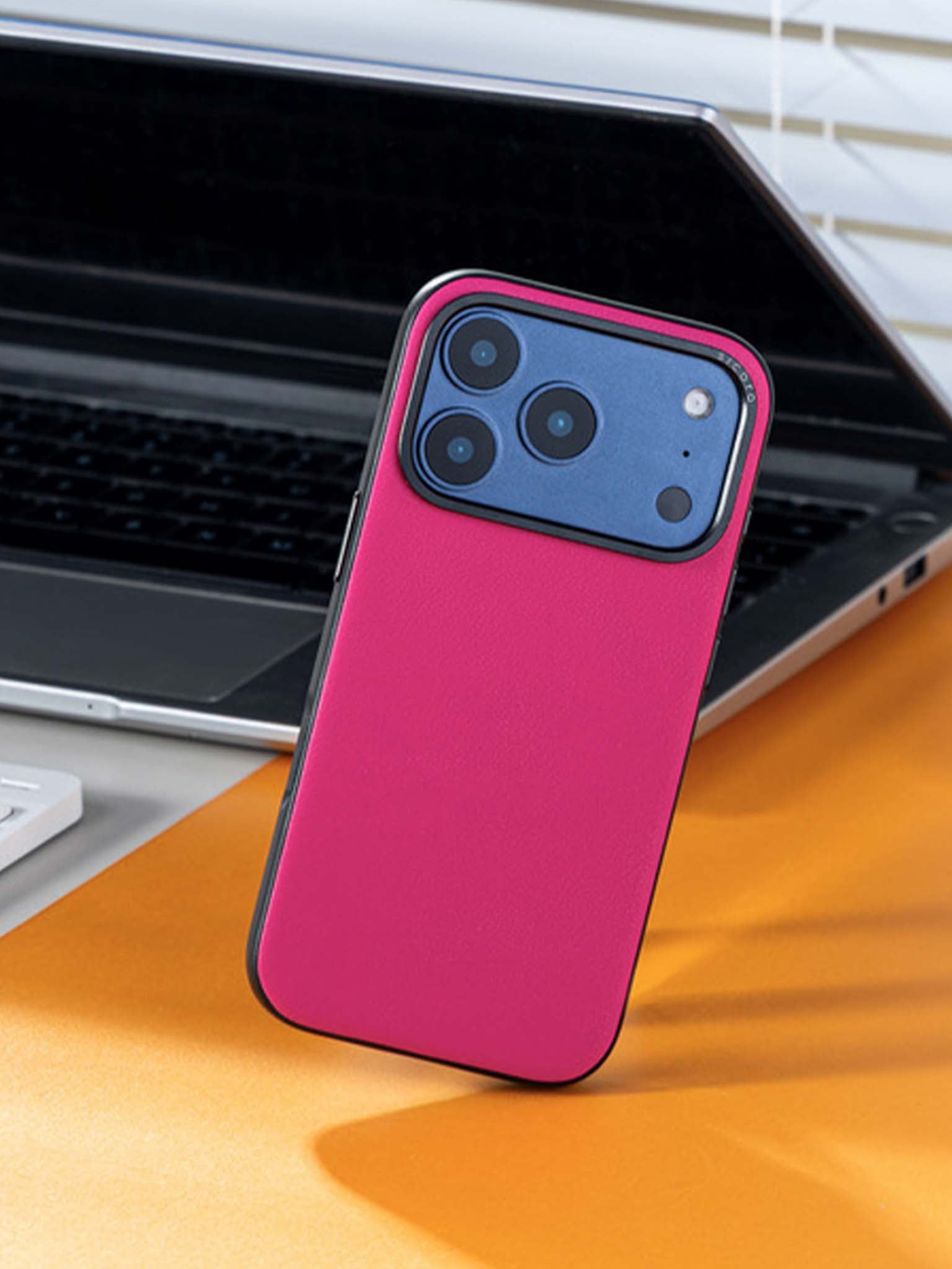 Magenta sicora moodblock phone case with silio silicone vegan leather