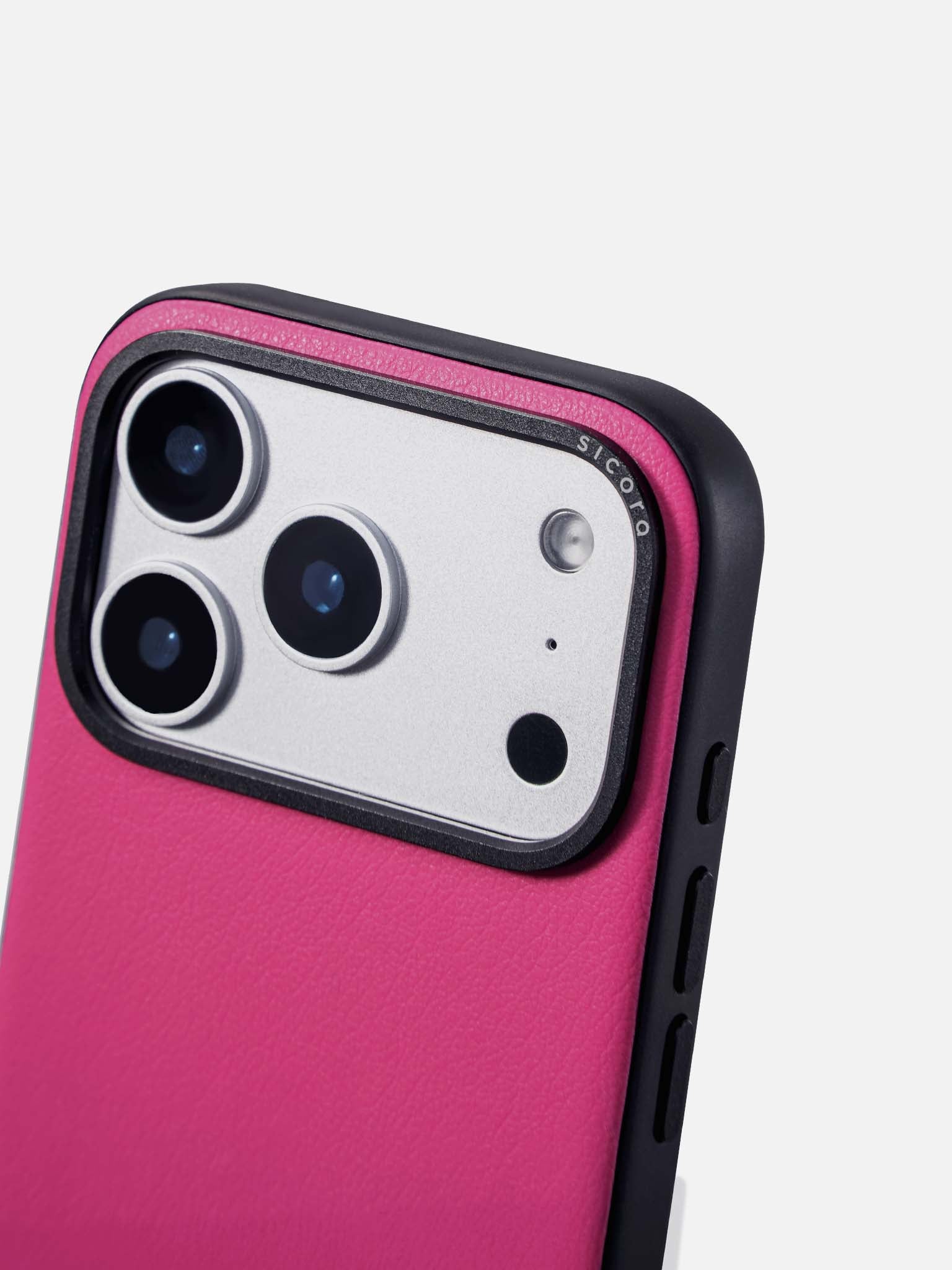 Magenta sicora moodblock phone case with silio silicone vegan leather