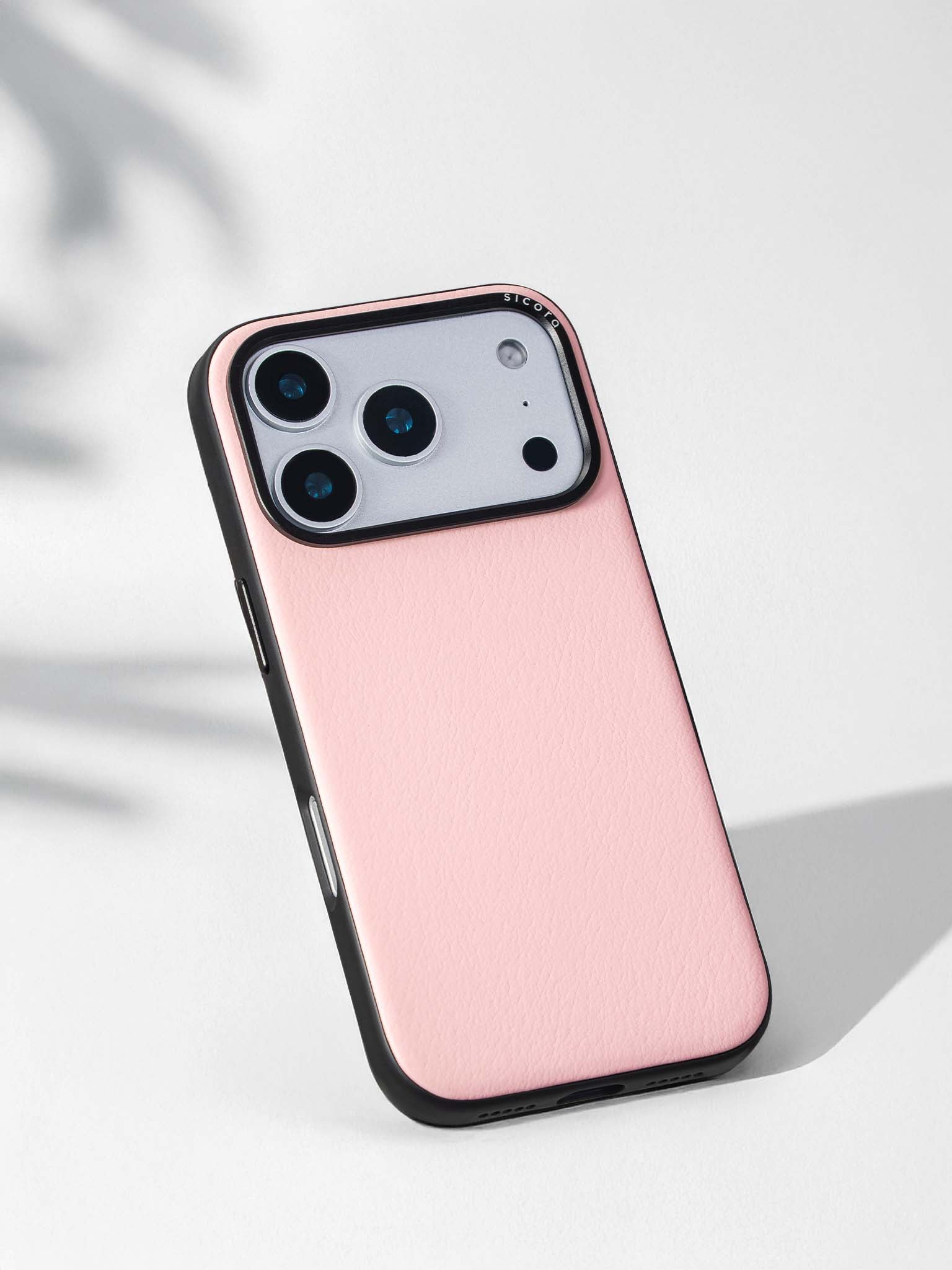 Pink sicora moodblock phone case with silio silicone vegan leather