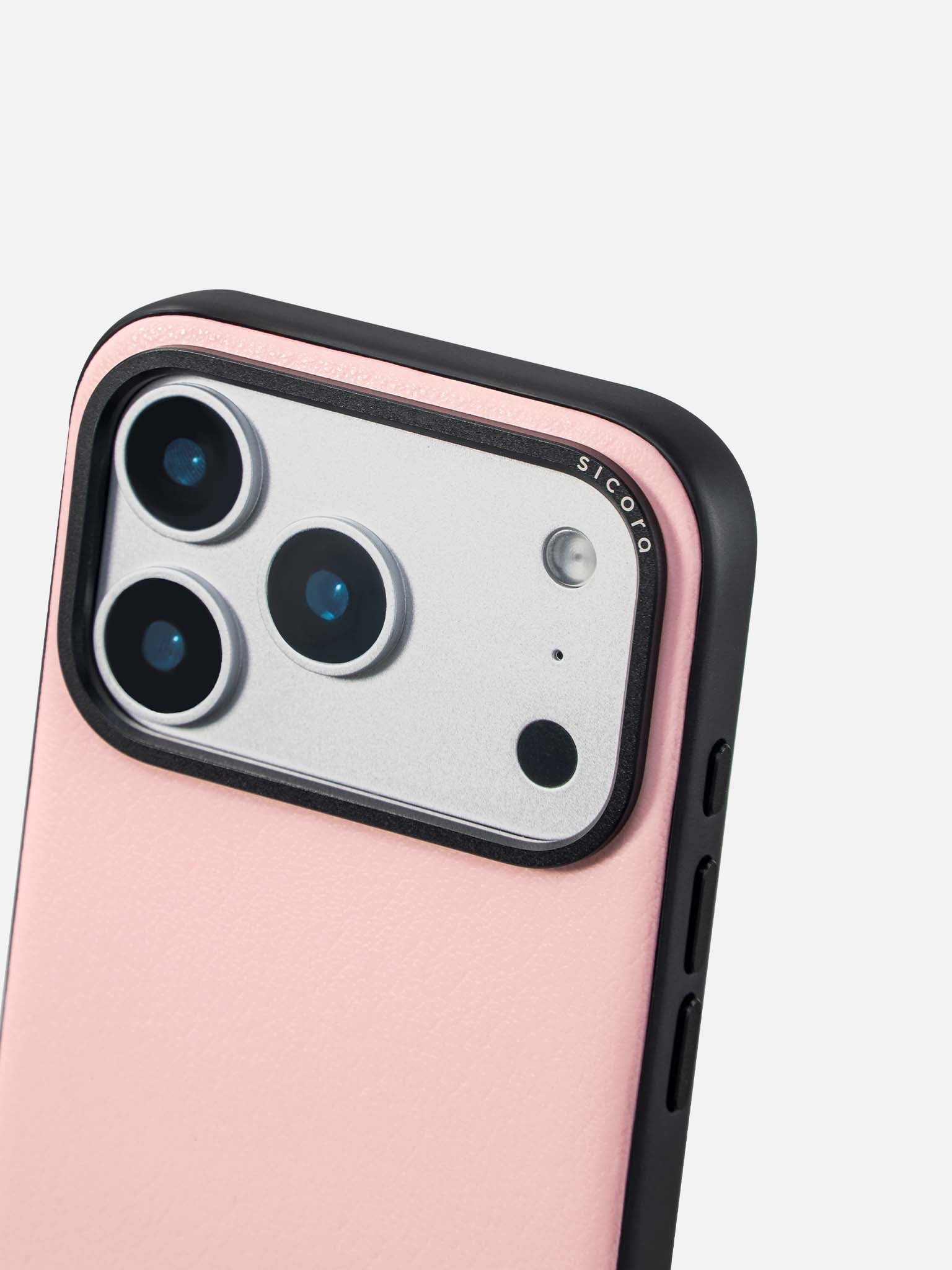 Pink sicora moodblock phone case with silio silicone vegan leather