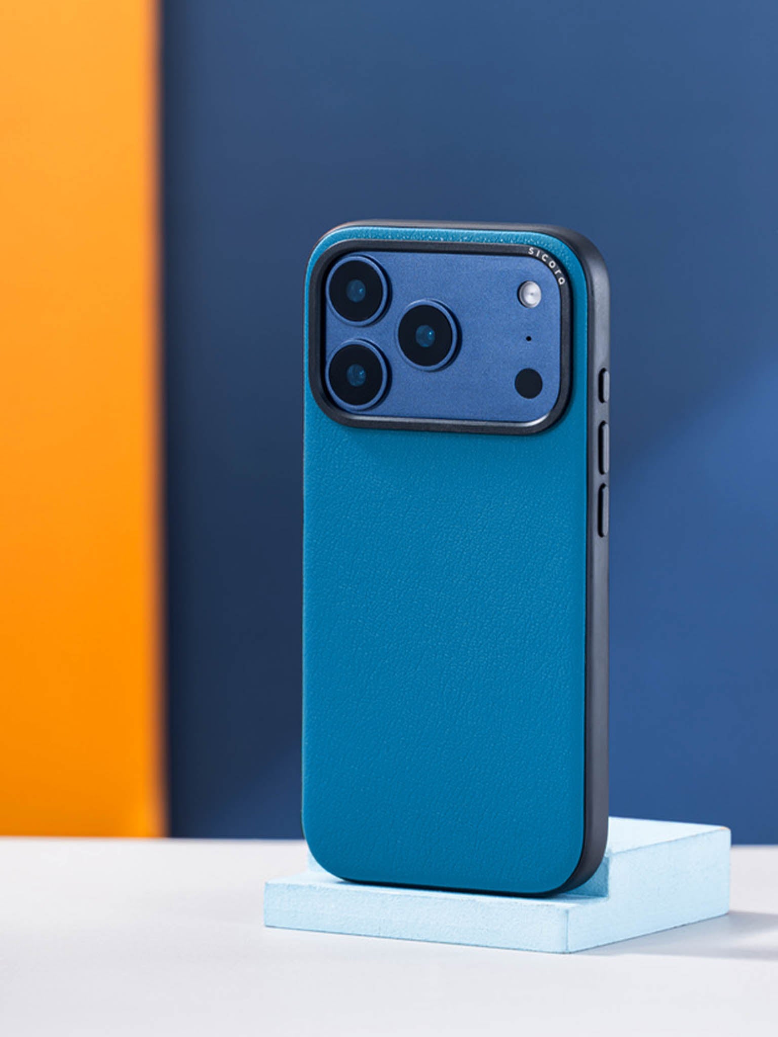 Sea blue sicora moodblock phone case with silio silicone vegan leather