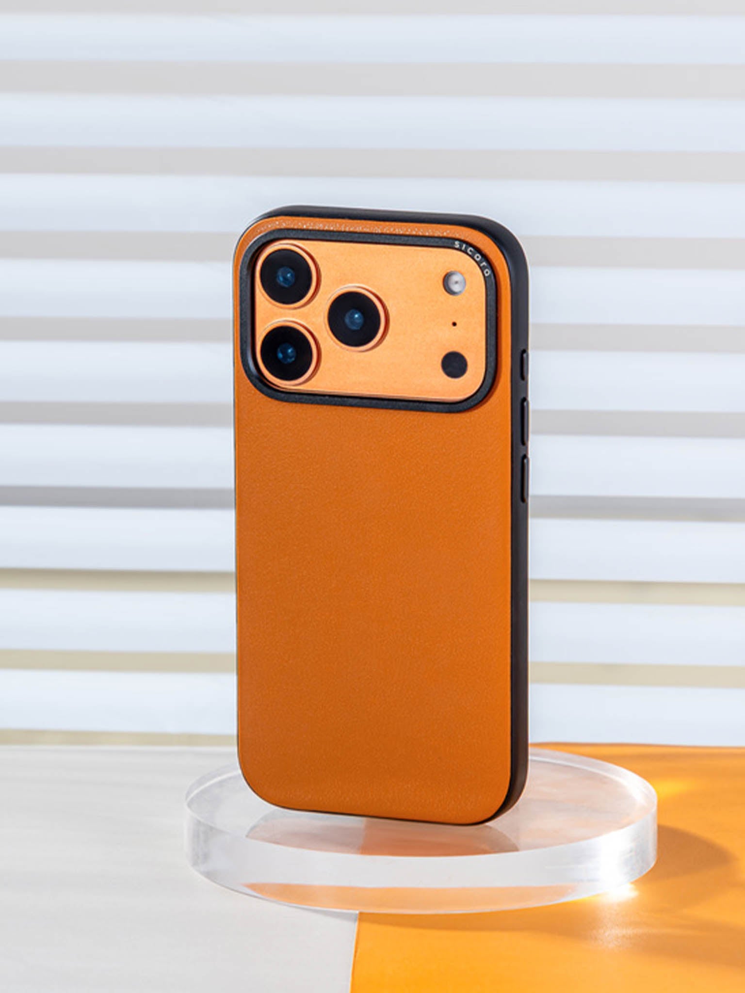 Toffee gold sicora moodblock phone case with silio silicone vegan leather