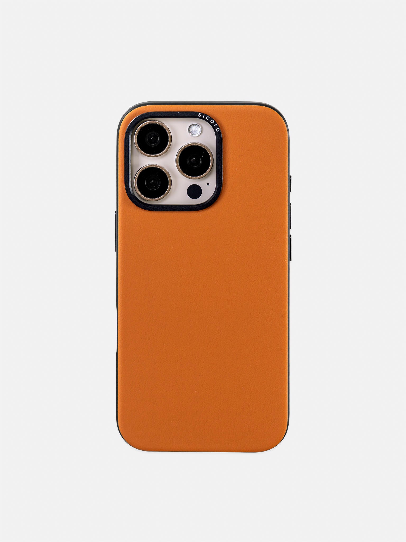 A toffee brown sicora handmade vegan leather iPhone case 16 pro