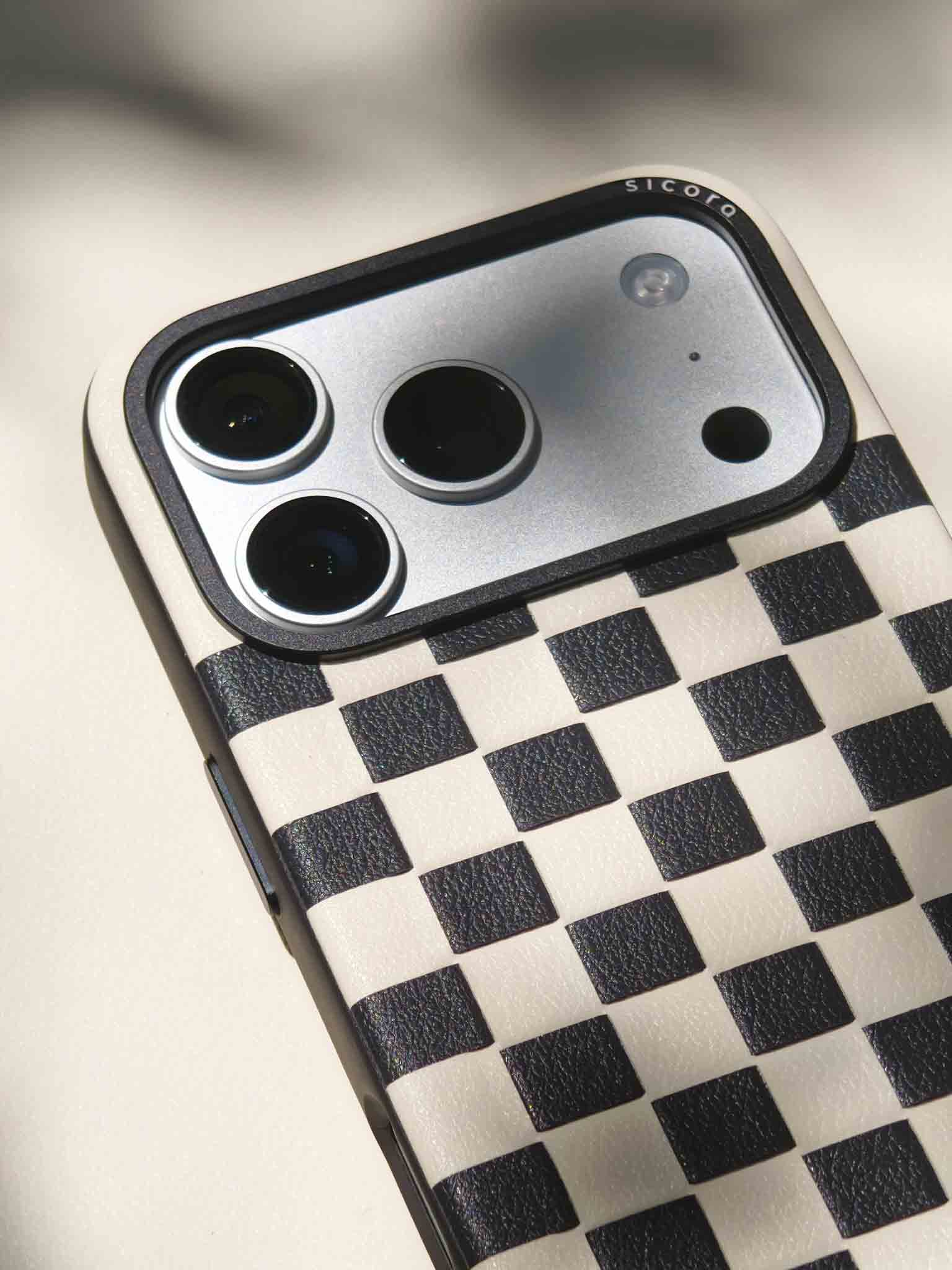 sicora black cream checkerboard case iPhone 17 pro video