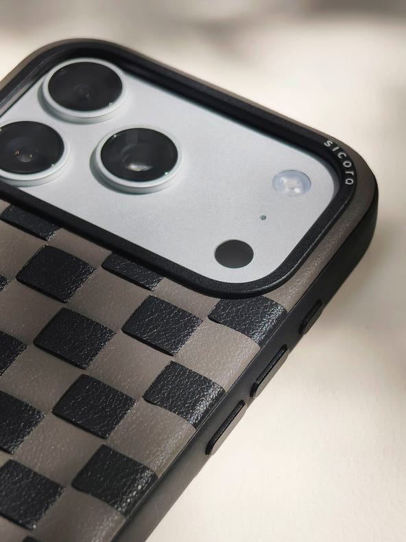 sicora black granite checkerboard case iPhone 17 pro video