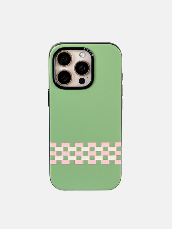sicora green pink white stitchon iPhone case 16 pro