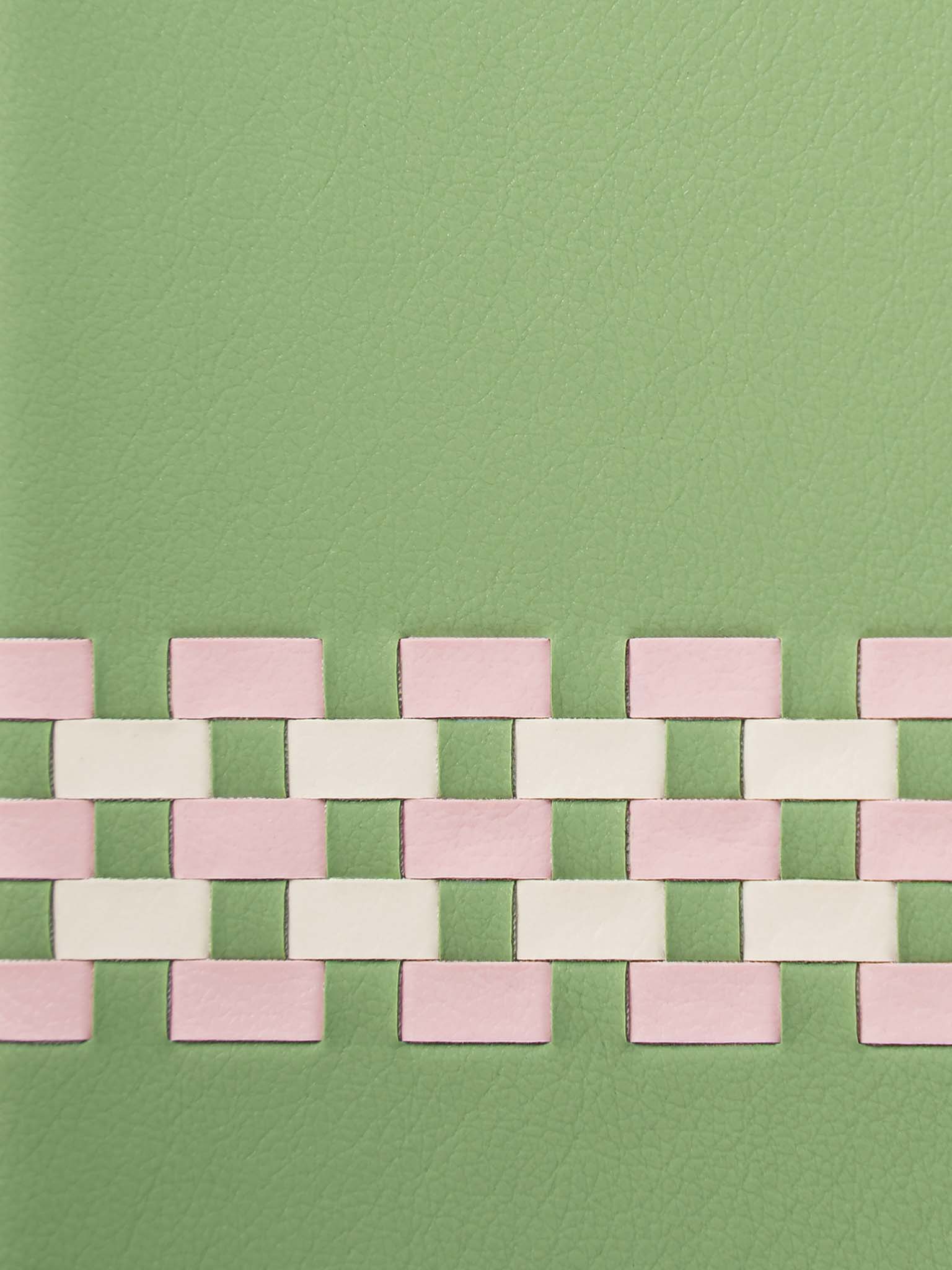 sicora green pink white handwoven stitchon pattern in SILIO vegan leather