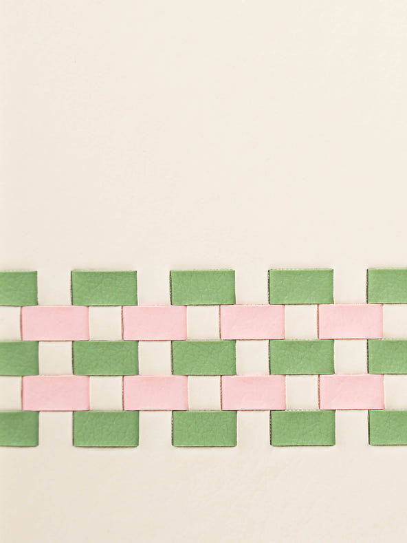 Sicora cream white, avocado green and pink geometric woven pattern